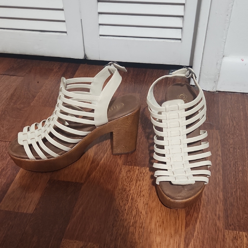 Cliffs by WHITE MOUNTAIN Cream and Tan Platform Sandals